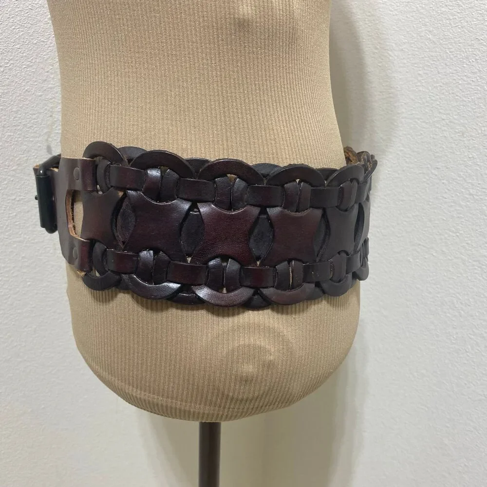 Genuine Brown Leather Women's Belt Size Medium - Picture 3 of 12